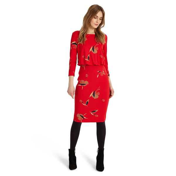 Phase Eight Dresses - Red meredith blouson dress