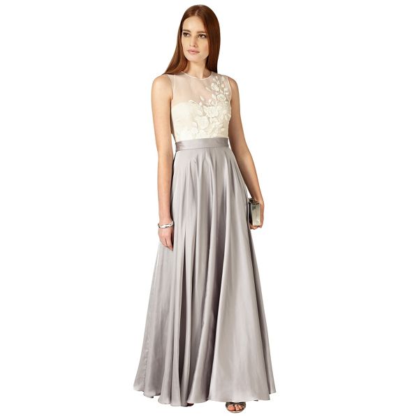 Phase Eight Dresses - Silver and cream Clarabella maxi dress