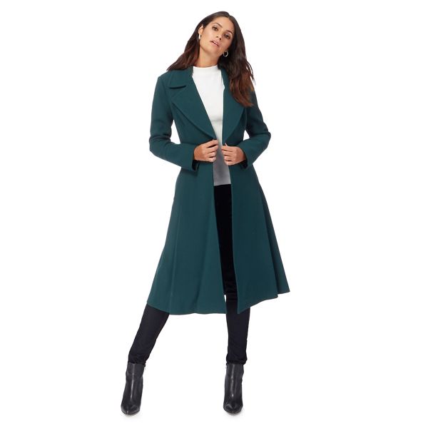 Principles by Ben de Lisi Coats & Jackets - Dark green fit and flare longline coat