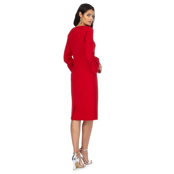 Classic Principles by Ben de Lisi Red round neck half length sleeve knee length pencil dress 380208863 On Sale