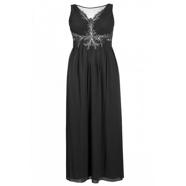 Timeless Quiz Curve black chiffon embellished keyhole maxi dress 61252_274222