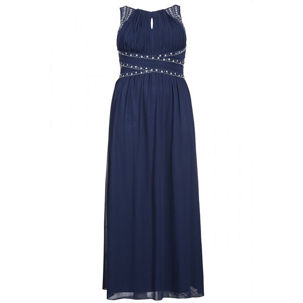 Timeless Quiz Curve navy chiffon embellished keyhole maxi dress 61252_273864 On Sale