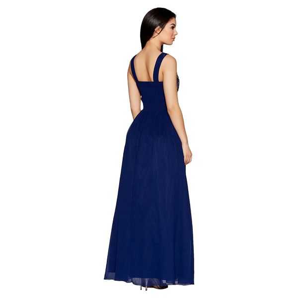 Latest Quiz Navy chiffon embellished high neck tulle maxi dress 61252_273342