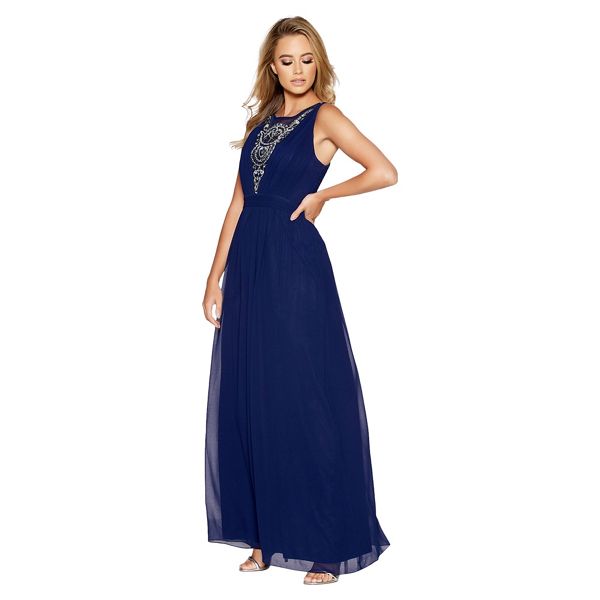 Outstanding Quiz Navy diamante embellished v-neck maxi dress 61252_274171 For Sale