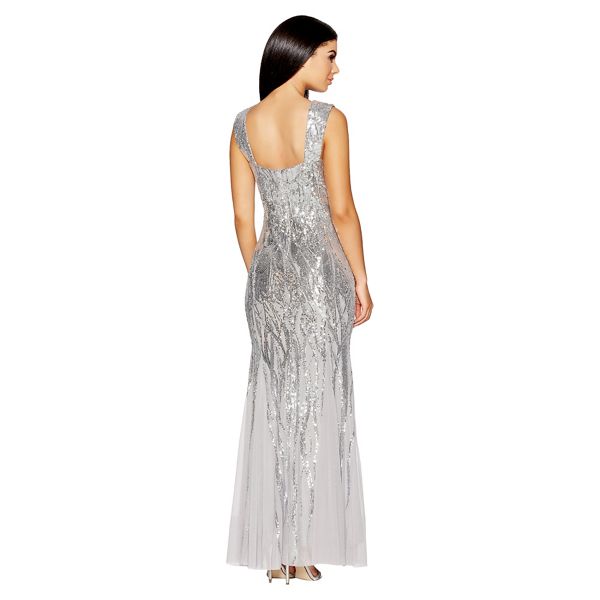 Exquisite Quiz Silver sequin sweetheart fishtail maxi dress 61252_273837