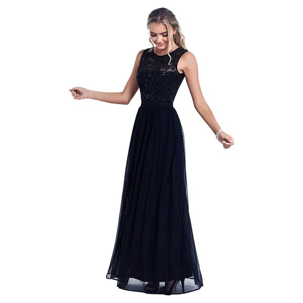 Sistaglam Dresses - Black 'Nikalia' embroided and beaded maxi dress
