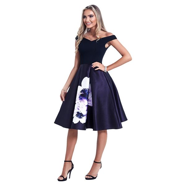 Sistaglam Dresses - Multicolour 'Harper' floral bardot prom dress