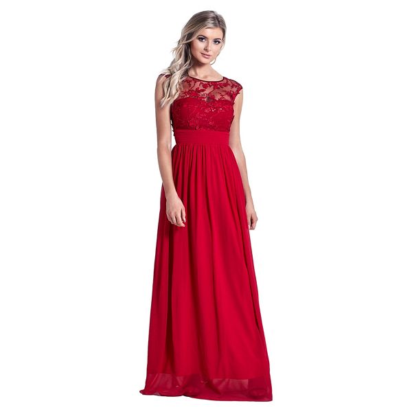 Sistaglam Dresses - Red 'Beverley' embellished maxi dress