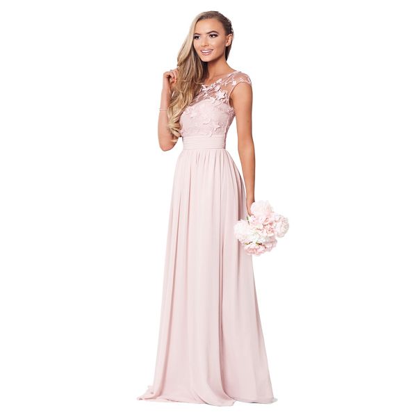 Sistaglam Dresses - Rose pink 'Beverley' lace maxi dress