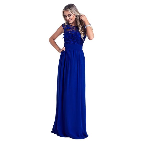 Sistaglam Dresses - Royal Blue 'Beverley' embellished maxi dress