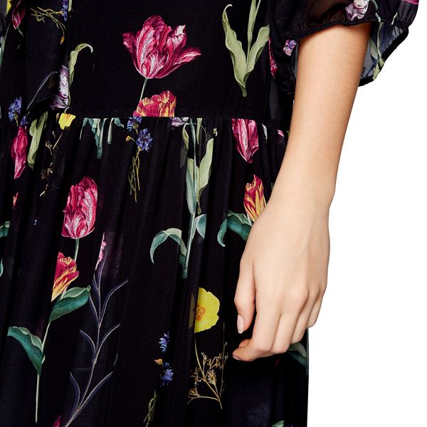 Outstanding Studio by Preen Black floral print midi dress 30101102 Outlet