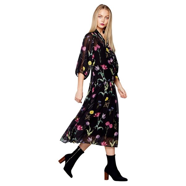 Studio by Preen Dresses - Black floral print midi dress