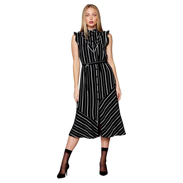 Studio by Preen Dresses - Black striped high neck midi dress