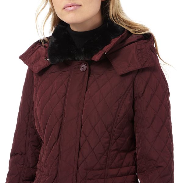 Latest The Collection Dark red longline quilted parka coat 570107288 For Sale