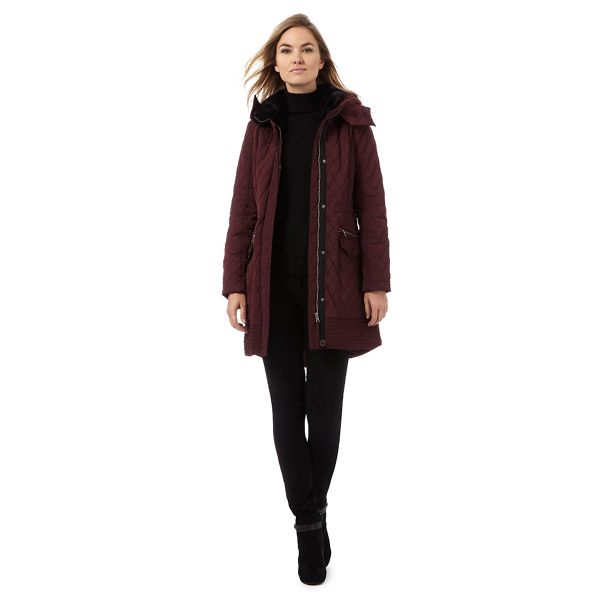 Latest The Collection Dark red longline quilted parka coat 570107288 For Sale