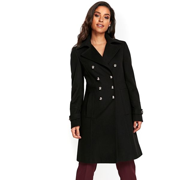 Wallis Coats & Jackets - Black faux wool military coat