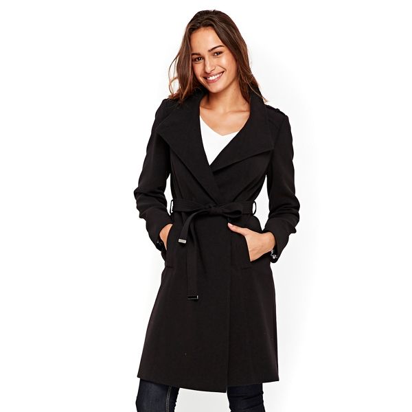 Wallis Coats & Jackets - Black wrap belted coat