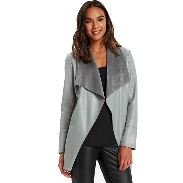 Wallis Coats & Jackets - Grey polyurethane longline waterfall jacket