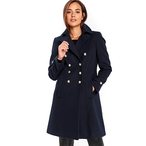 Wallis Coats & Jackets - Navy faux wool military coat