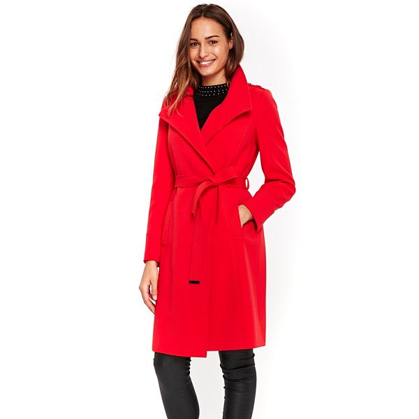 Wallis Coats & Jackets - Red wrap belted duster coat