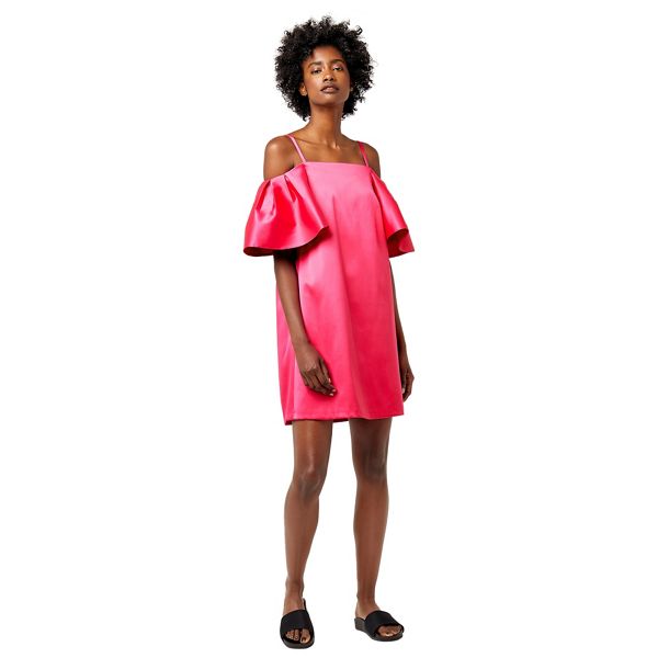 Warehouse Dresses - Satin off shoulder dress