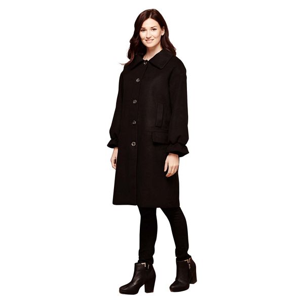 Stylish Yumi Black coat with ruffled cuffs 62575_YC00076060