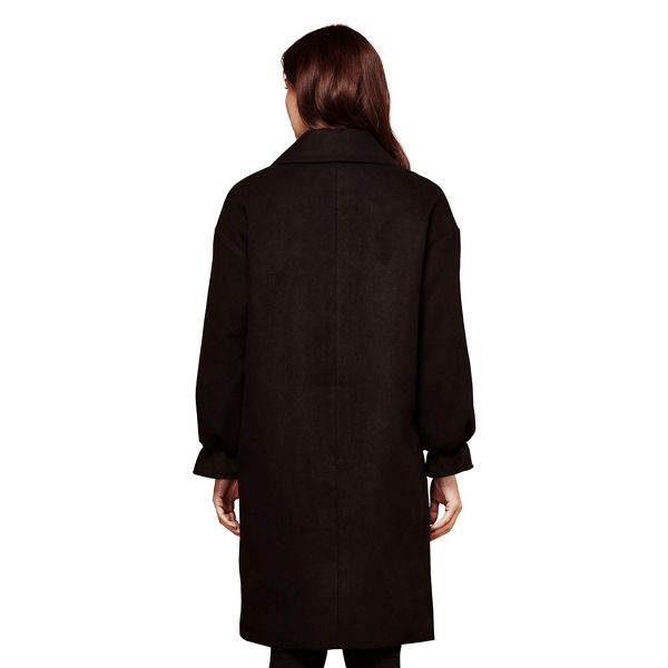 Stylish Yumi Black coat with ruffled cuffs 62575_YC00076060