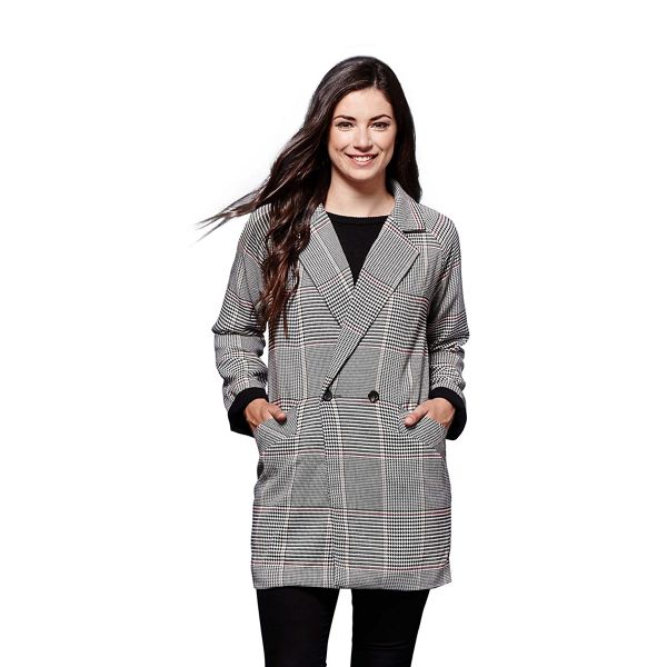 Yumi Coats & Jackets - Black oversized check print jacket