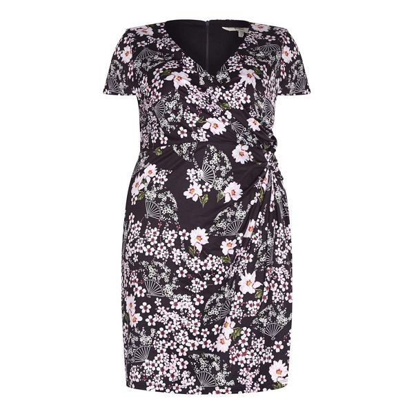 Latest Yumi Curves Black floral print 'Athena' wrap dress 62575_YD0777PL60