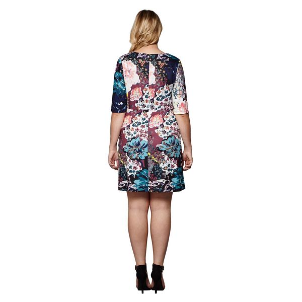 Latest Yumi Curves Multicoloured floral print 'Jasmin' jersey dress 62575_YD0721PL94