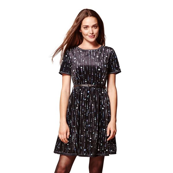 Yumi Dresses - Black spotted 'Ashleigh' short sleeve dress