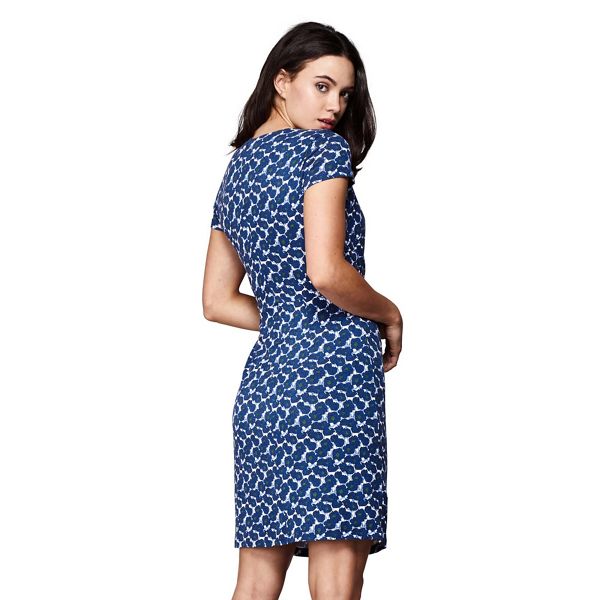 Durable Yumi Blue floral print 'Nyla' knee length wrap dress 62575_YM65545