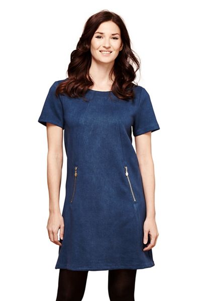 Yumi Dresses - Blue zip pocket tunic dress