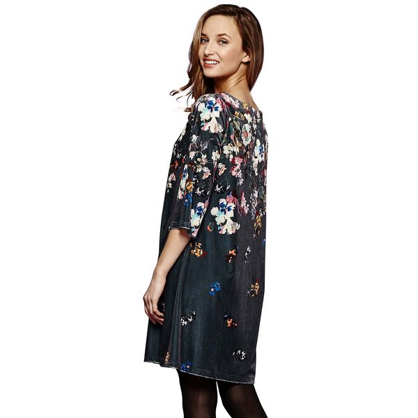 Outstanding Yumi Grey floral print 'Genevieve' tunic dress  62575_YD00065965